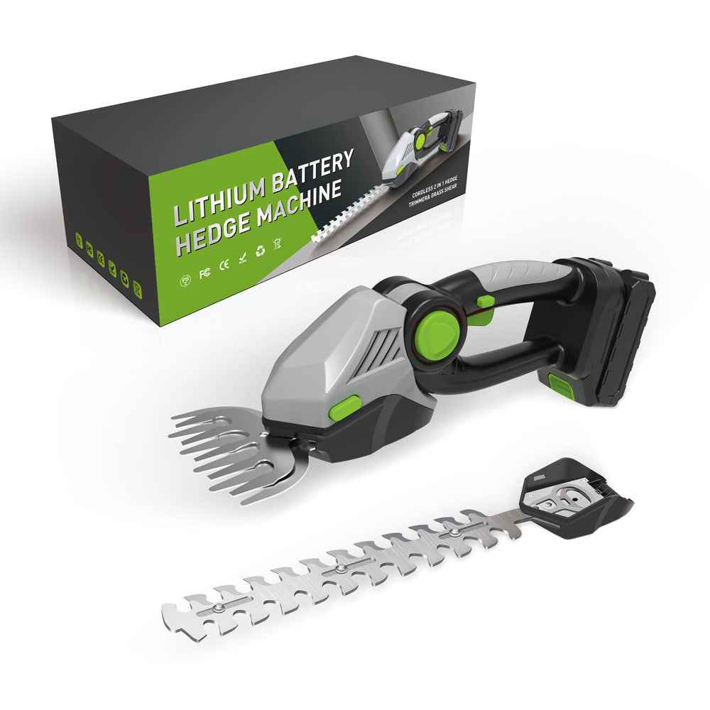 Sarah Express Cordless Electric Hedge Trimmer - Wireless Handheld Lawn Mower for Garden & Yard Care Silver Gray Green Bare Metal 3600rpm 202 W