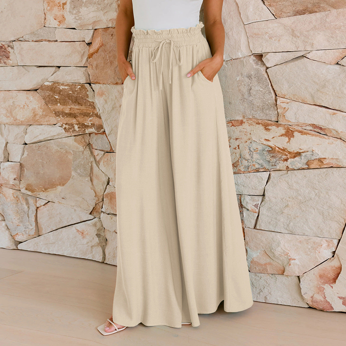 Sarah Express Wide Leg Viscose Casual Pants Loose Fit Draped