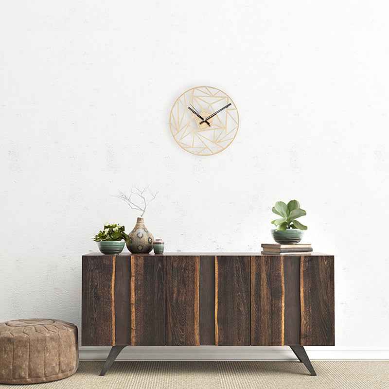Sarah Express Modern Geometric Wall Clock 12 Inch Silent Quartz Wooden Bamboo Abstract Pattern