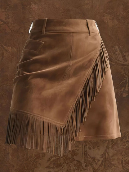 Sarah Express Women's Fringe Suede Mini Skirt