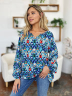 Sarah Express Women's Printed Balloon Sleeve Blouse