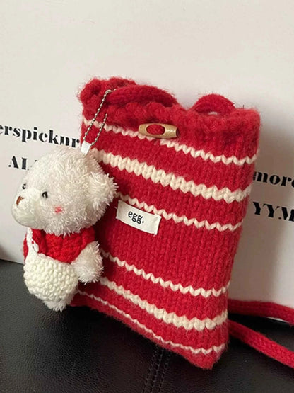 Sarah Express Women's Knitted Striped Crossbody Bag - Mini Shoulder Bag Casual Purse