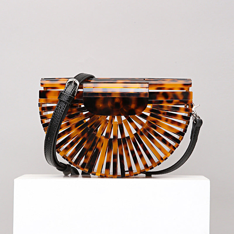 Sarah Express Acrylic Round Crossbody Bag - Summer Mini Handbag Amber PU strap