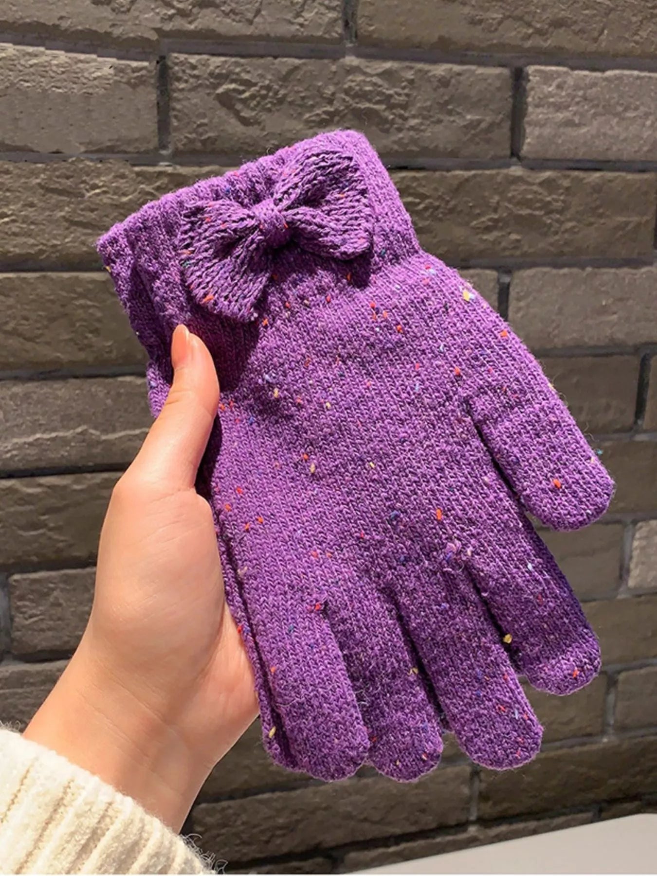 Sarah Express Women's Knitted Bow Accent Gloves - Warm Winter Fingerless Gloves