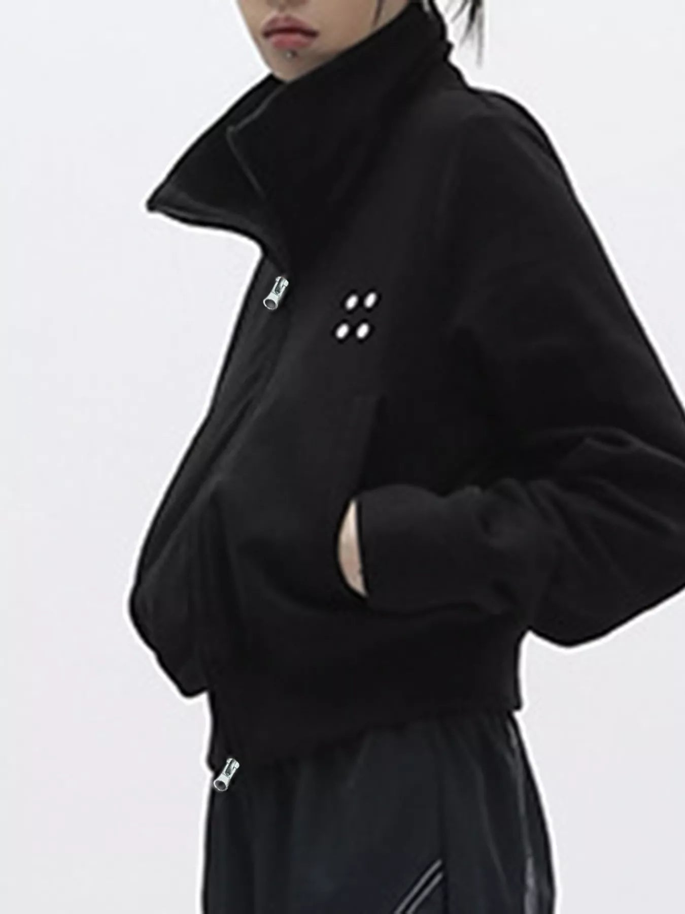 Sarah Express Women's Casual Zip-Up Cropped Jacket