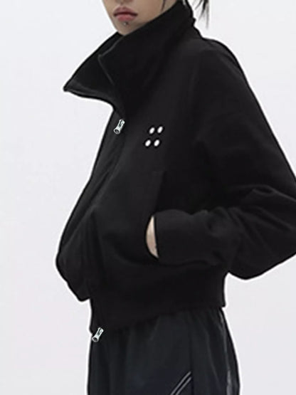 Sarah Express Women's Casual Zip-Up Cropped Jacket