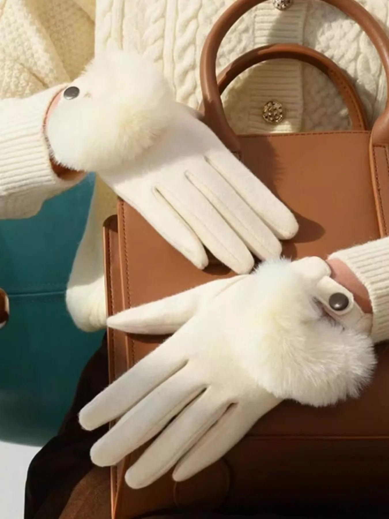 Sarah Express Women's Faux Fur Cuff Gloves - Cozy Winter Accessory