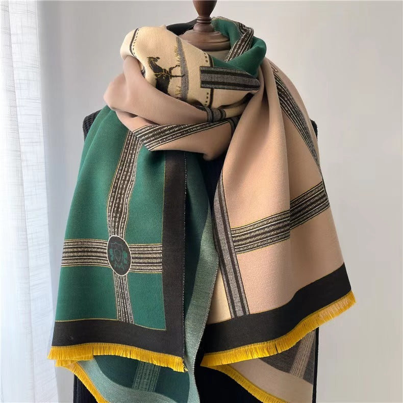 Sarah Express Women's Contrast Color Scarf - Oversized Soft Cotton Wrap Shawl Korean Style