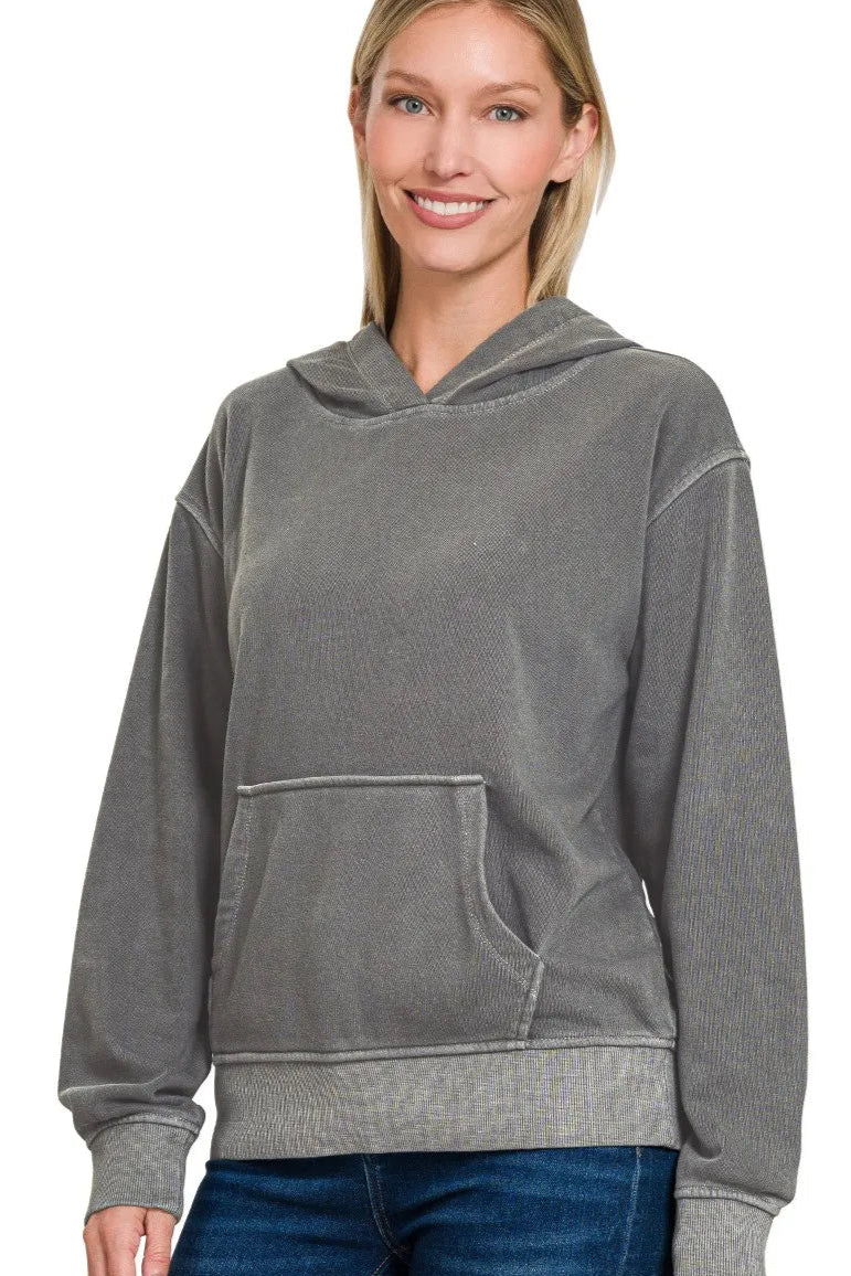 Sarah Express Women’s Pigment Dye Fleece Hoodie with Kangaroo Pocket