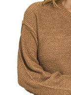 Sarah Express Women’s Oversized Sweater with Exposed Seams and Round Neck
