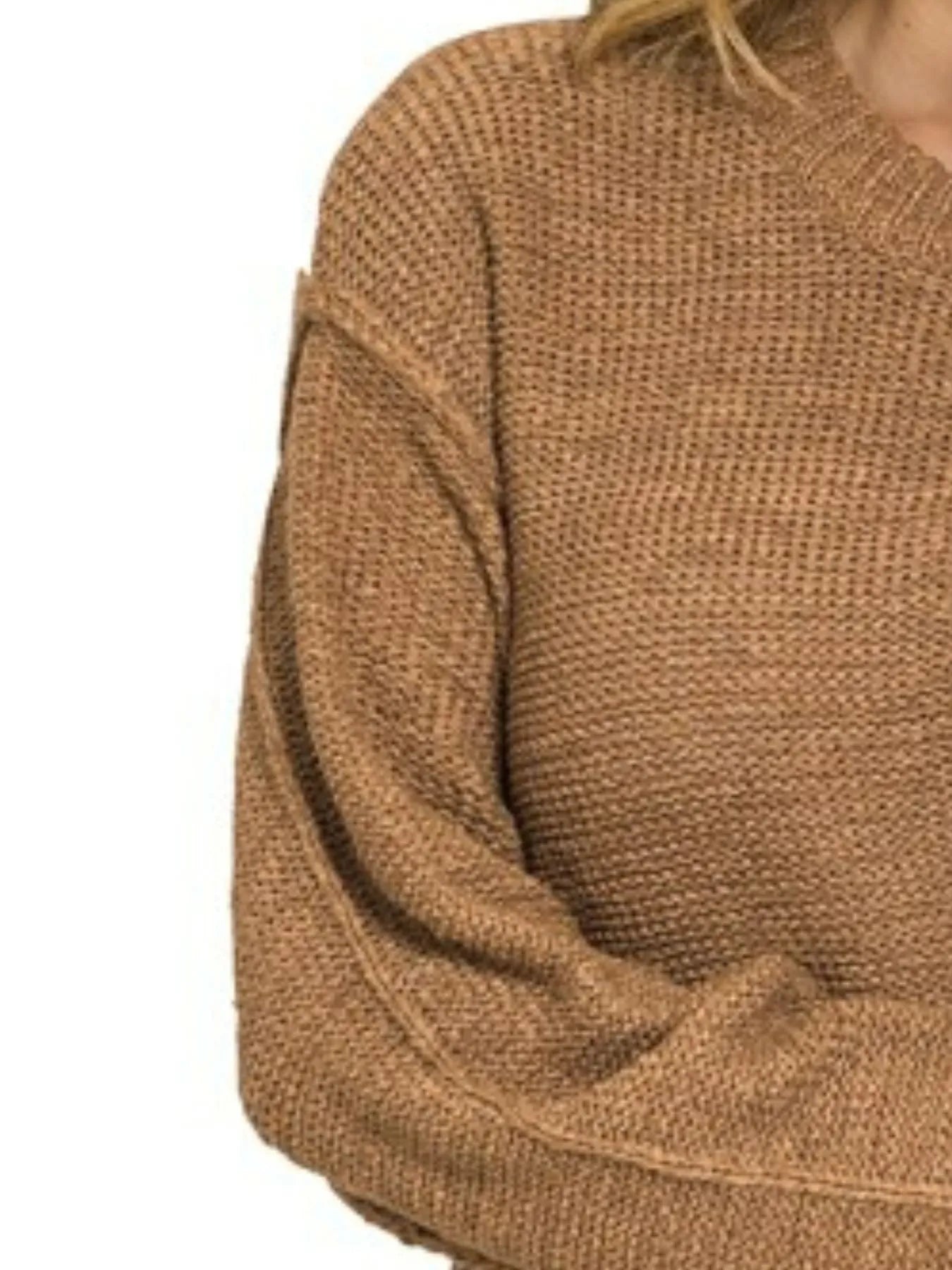 Sarah Express Women’s Oversized Sweater with Exposed Seams and Round Neck
