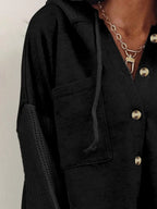 Sarah Express Women's Drawstring Button Front Hoodie