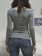 Sarah Express Women's Long Sleeve T-Shirt with Lace Detail