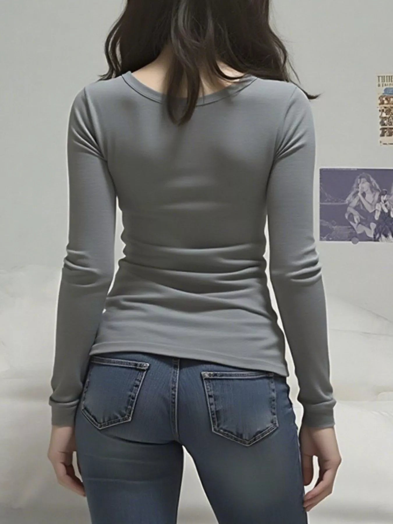 Sarah Express Women's Long Sleeve T-Shirt with Lace Detail