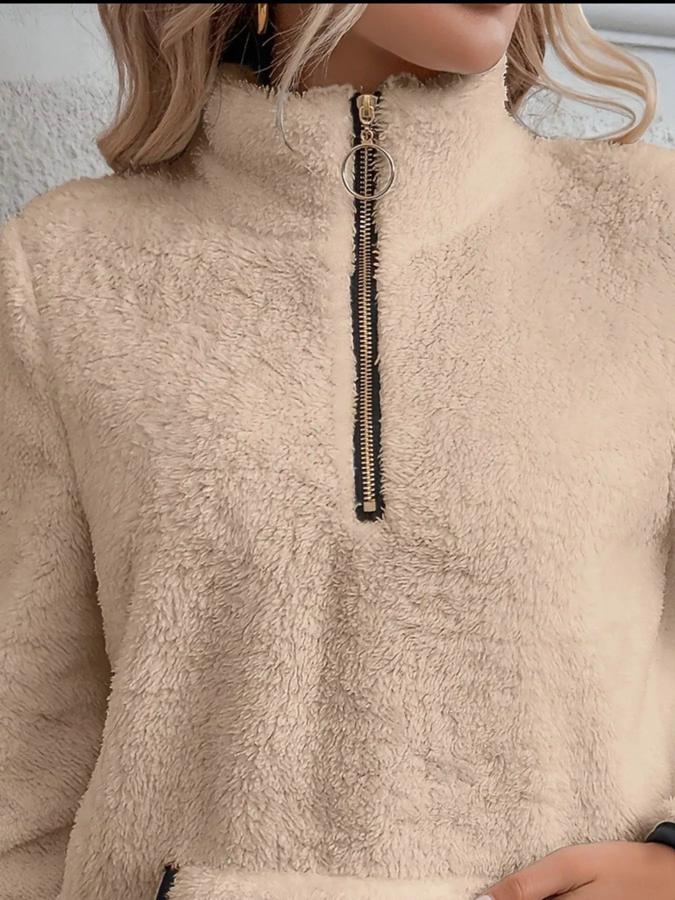 Sarah Express Women's Cozy Fleece Quarter Zip Long Sleeve Sweatshirt