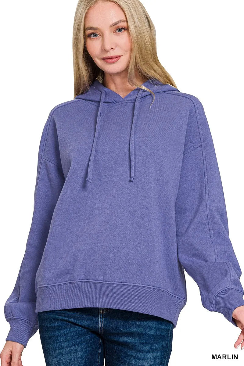 Sarah Express Women's Drawstring Relaxed Fit Fleece Hoodie MARLIN
