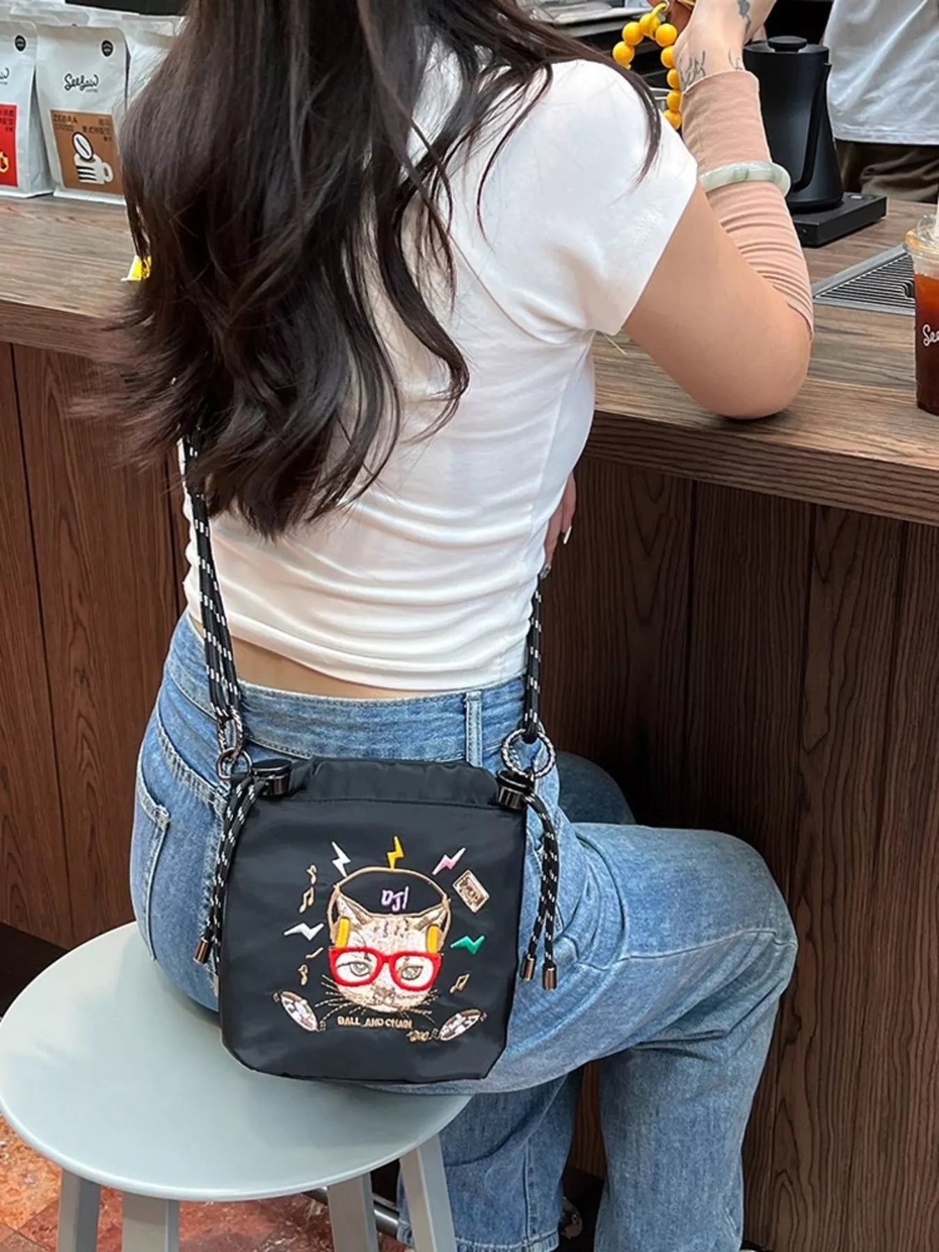 Sarah Express Women's Embroidered Crossbody Bag with Rope Strap