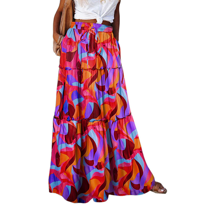 Sarah Express Women's High Waist Printed Maxi Dress Loose Fit Casual
