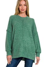 Sarah Express Women’s Oversized Brushed Melange Hacci Sweater