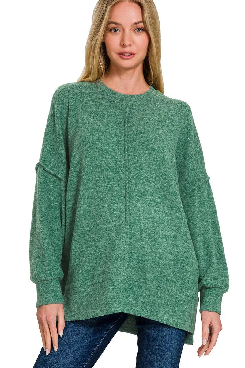 Sarah Express Women’s Oversized Brushed Melange Hacci Sweater