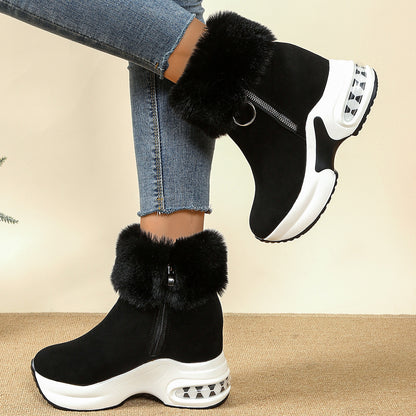 Sarah Express Women's Platform Fleece-Lined Ankle Boots | Height-Enhancing Winter Snow Boots