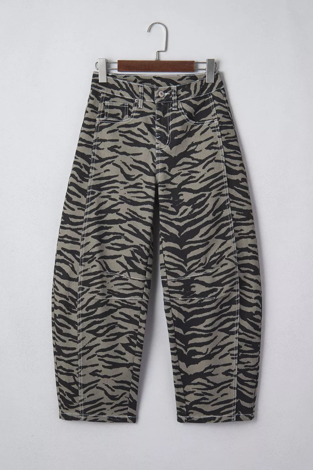 Sarah Express Women's Zebra Stripe Wide Leg Jeans - High Waist Printed Denim Pants