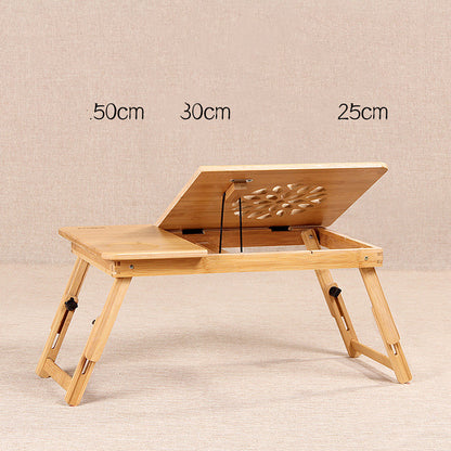Sarah Express Bamboo Folding Laptop Desk with Storage Drawer and Cooling Fan Small