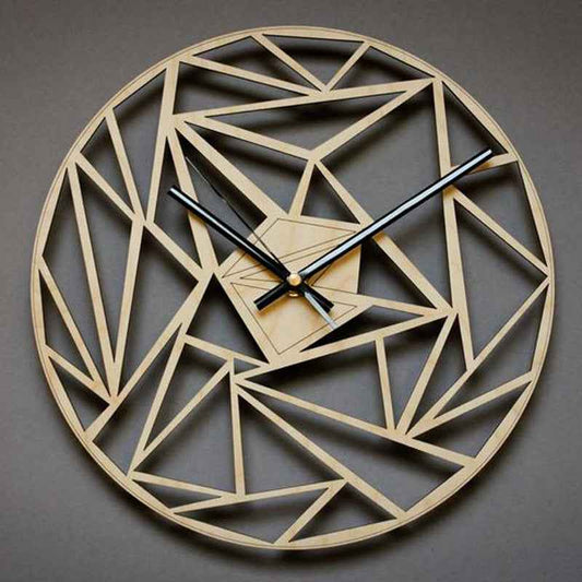 Sarah Express Modern Geometric Wall Clock 12 Inch Silent Quartz Wooden Bamboo Abstract Pattern