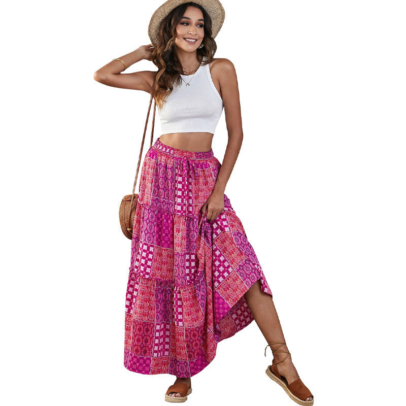Sarah Express Women's High Waist Printed Maxi Dress Loose Fit Casual