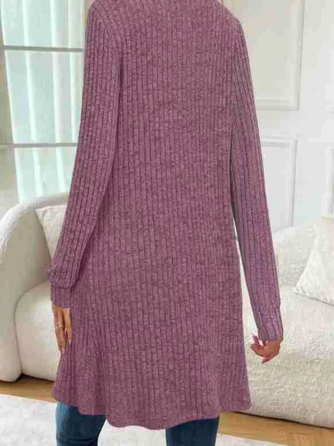 Sarah Express Women's Ribbed Knit Open Front Cardigan