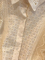 Sarah Express Women's Eyelet Button-Up Shirt with Scalloped Hem