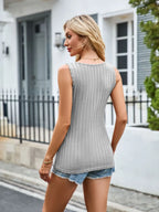 Sarah Express Women's Scoop Neck Wide Strap Tank Top - Basic Stretch Camisole