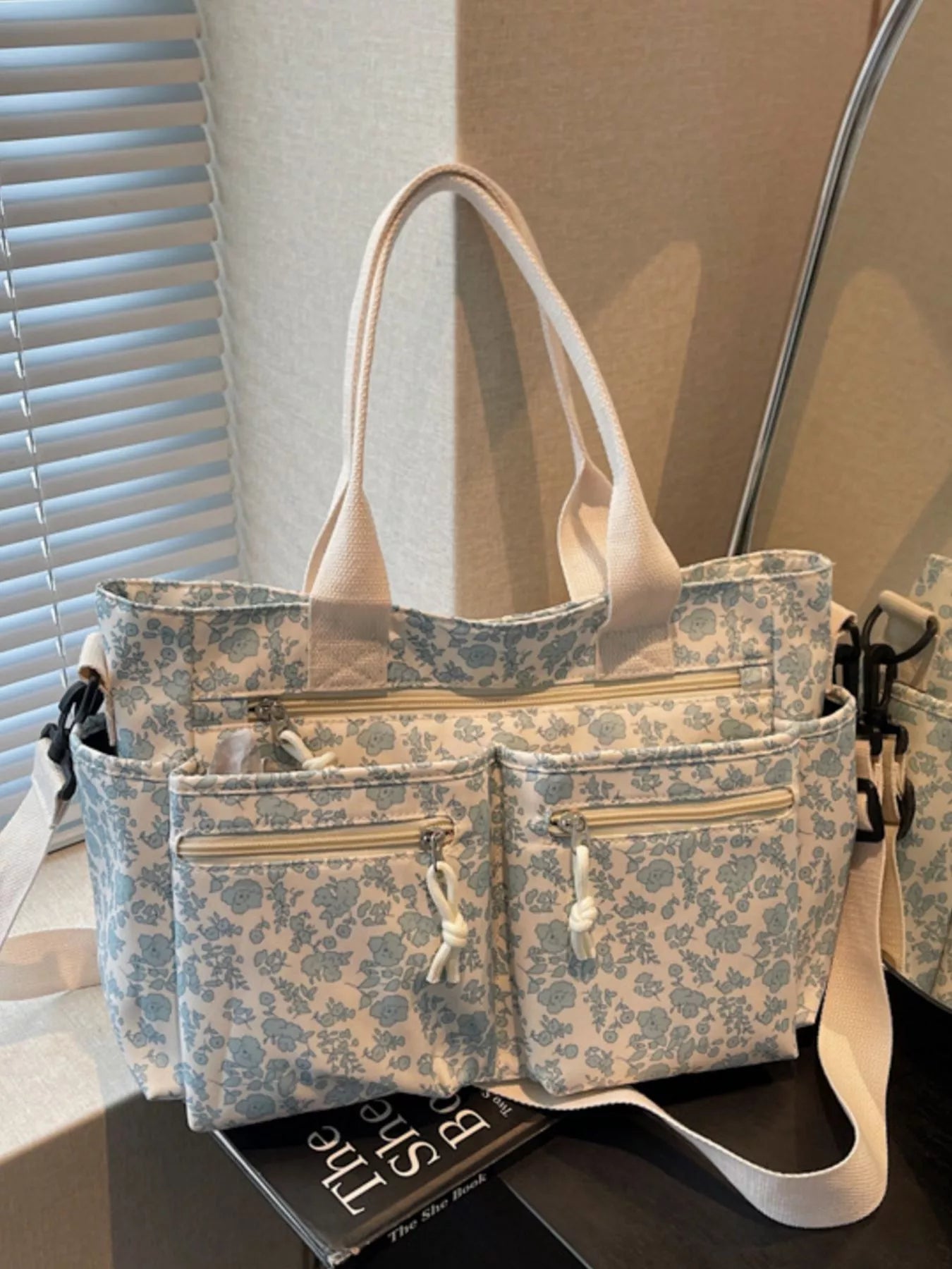 Sarah Express Floral Crossbody Bag Multi-Pocket Polyester Shoulder Purse