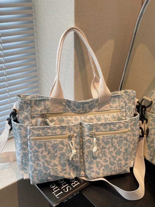 Sarah Express Floral Crossbody Bag Multi-Pocket Polyester Shoulder Purse