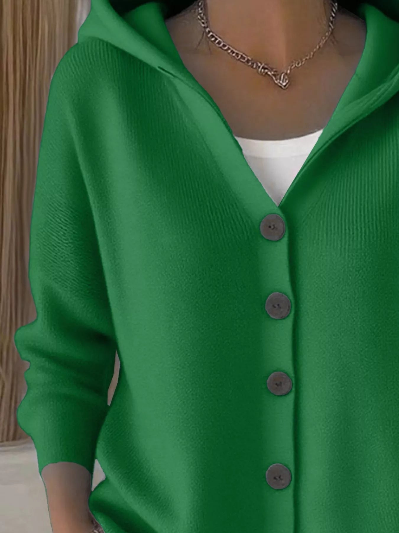 Sarah Express Women's Hooded Button-Down Knit Cardigan