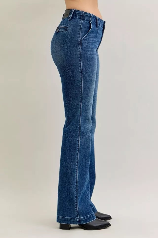 Sarah Express Women’s Plus Size Mid Rise Bootcut Jeans with Welt Pockets

