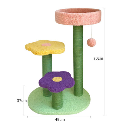 Sarah Express Cat Climbing Tower with Sisal Scratch Post - Stable Multi-Level Cat Tree Round Summer mat