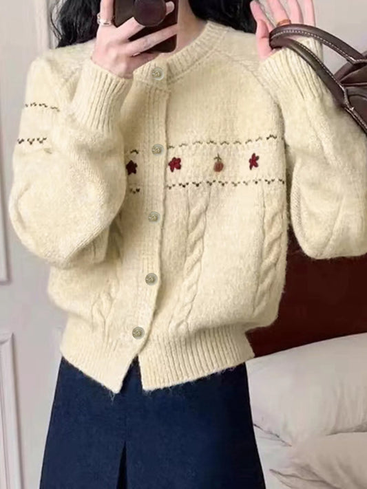 Sarah Express Women's Cable Knit Button Up Cardigan