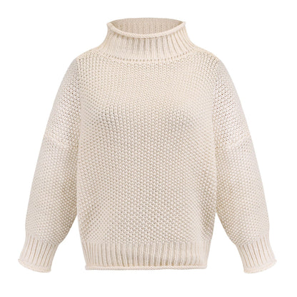 Sarah Express Solid Turtleneck Pullover Sweater Winter Fashion Casual Knitted Long-Sleeved Top Women's Clothing