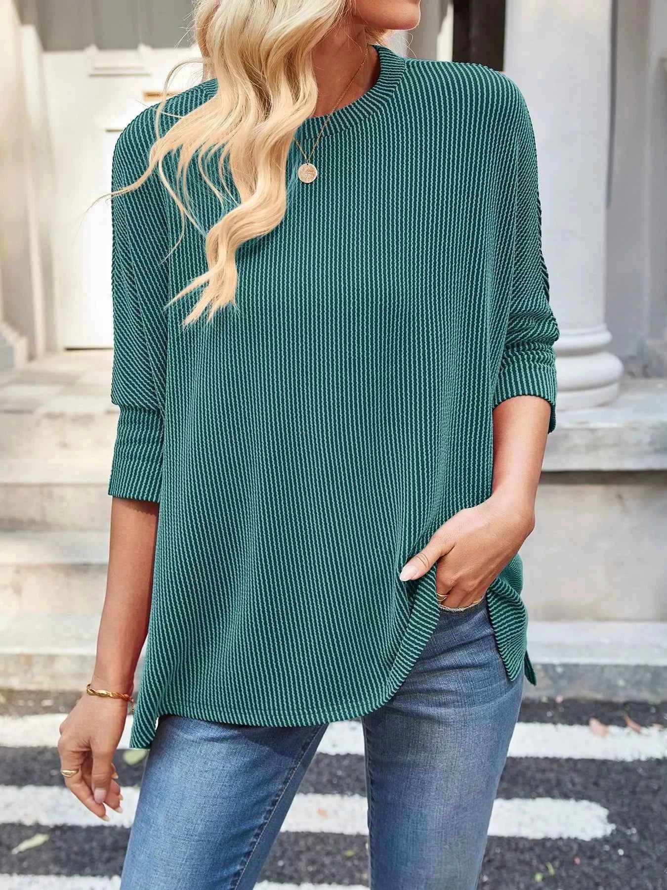 Sarah Express Women's Relaxed Fit Half Sleeve T-Shirt - Casual Oversized Tee Turquoise