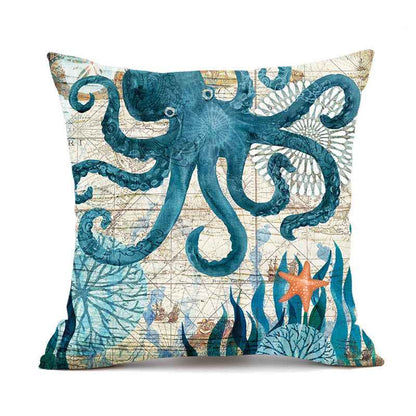 Sarah Express Sea Turtle Cushion Cover 45x45cm - Decorative Throw Pillow Case for Sofa Couch Bedroom Living Room Octopus 45x45cm