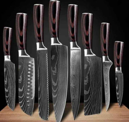 Sarah Express Professional Damascus Chef Knife Set - 7CR17 Stainless Steel Kitchen Knives 8pcs value set