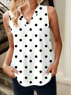 Sarah Express Women's Printed V-Neck Tank - Casual Basic Style Top