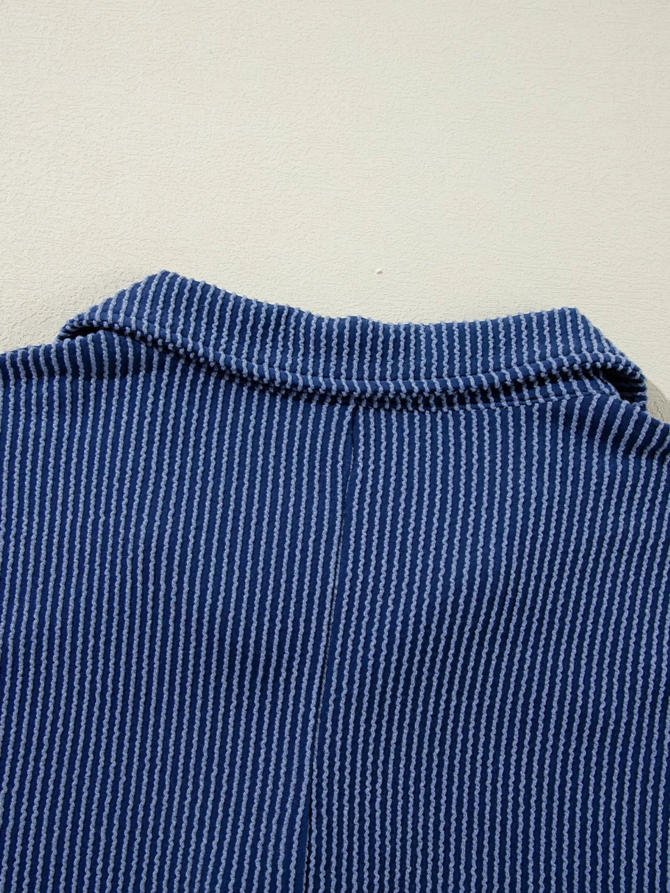 Sarah Express Women's Oversized Twist Ribbed Collared Henley Top with Roll Up Sleeve