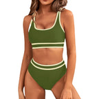 Sarah Express Women's Two-Piece Bikini Set - Tight-Fit Solid Color Swimsuit for Beach Swimming