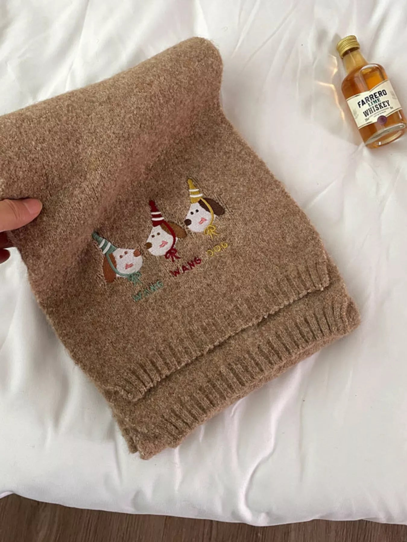 Sarah Express Women's Embroidered Dog Plush Scarf