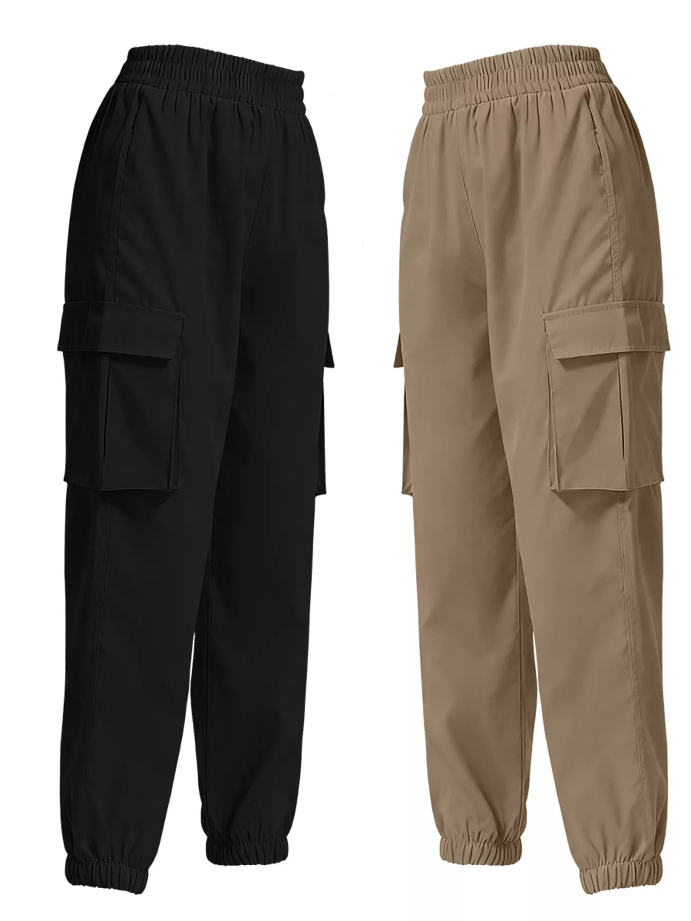 Sarah Express Women's 2 Piece Elastic Waist Cargo Pants Set