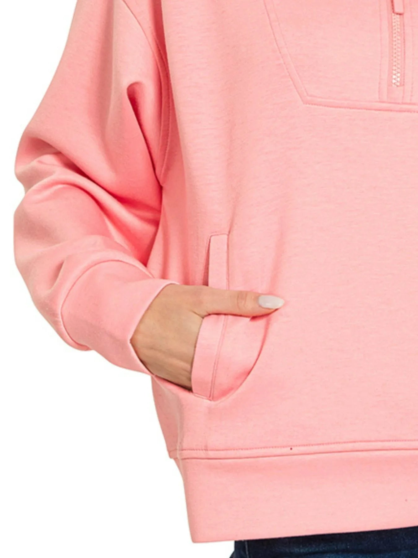 Sarah Express Women’s Scuba Half Zip Sweatshirt with Pockets

