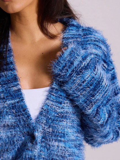 Sarah Express Women's Textured Knit Button-Down Cardigan