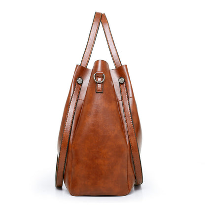 Sarah Express Women's Retro 4-Piece Handbag Set - PU Leather Shoulder Bag with Wallet & Accessories